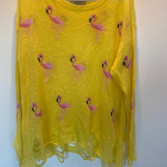 Wildfox Yellow Lennon Flamingo Sweater - Picture 6 of 6